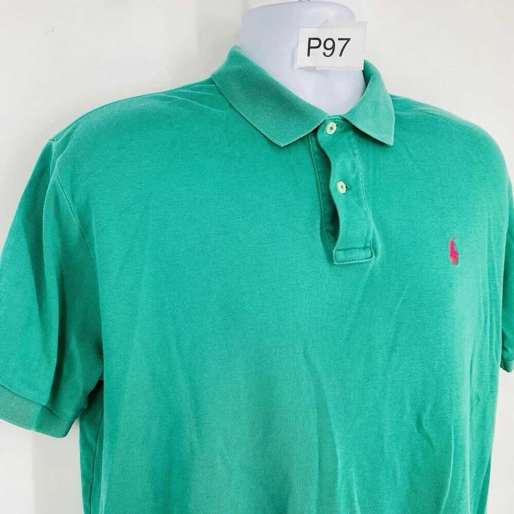 Polo Ralph Lauren Men's Kelly Green 100% Cotton Polo Shirt Size Medium